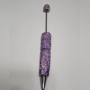 Rhinestone Beadable Pen Purple Silver‎ Beaded Pen Crafts DIY Bling Beads